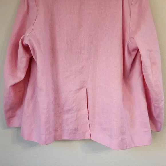 MNG by Mango Women Blazer Suit 100 Linen, Line, 1 botton front, Pockets, Lined - Picture 7 of 15